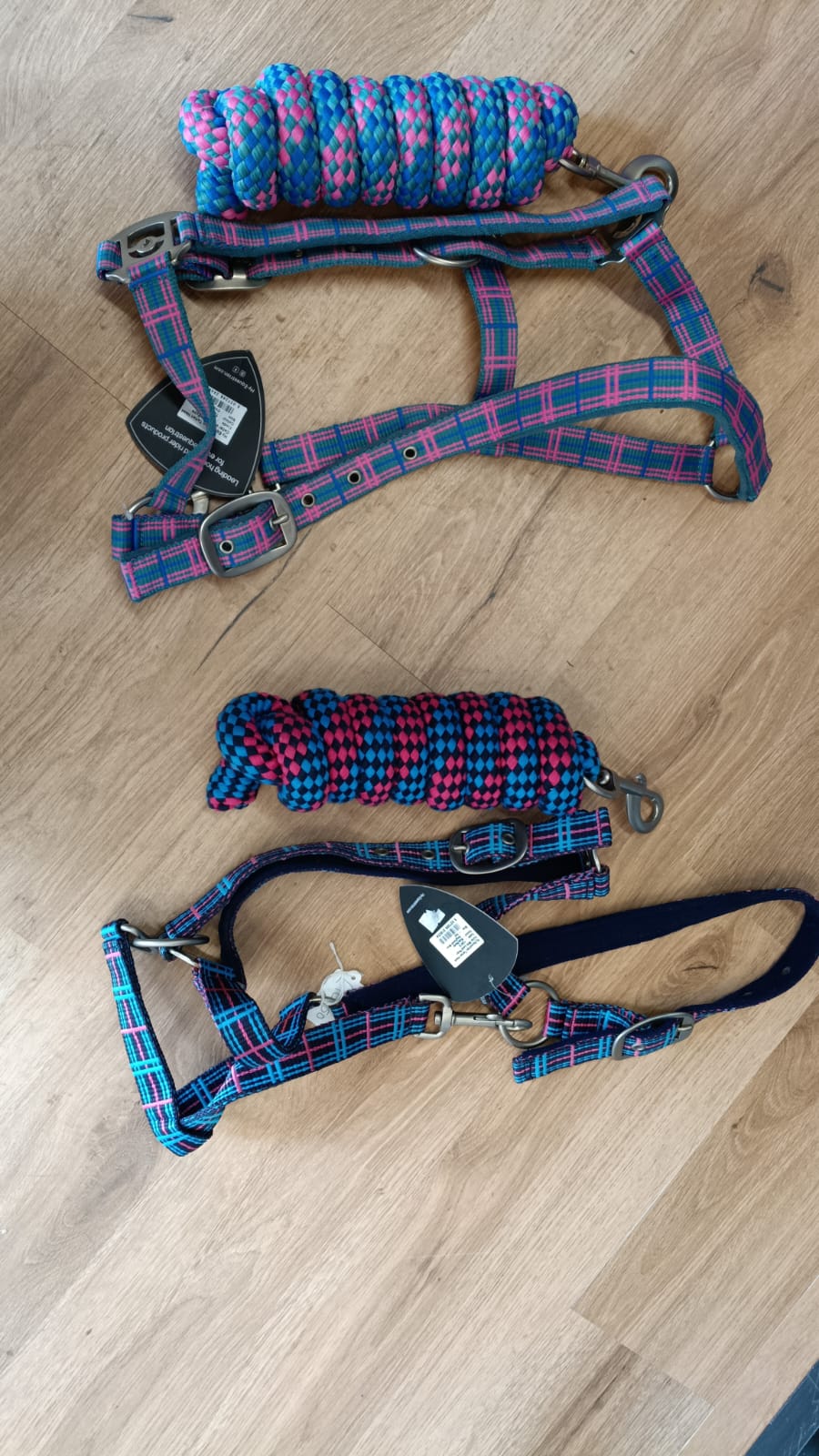Hy Tartan headcollars with lead ropes